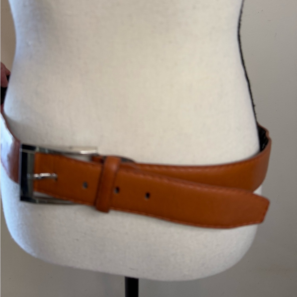 ItalyStyle genuine bonded light brown leather belt FLAWED - wrinkling LG 38-40”